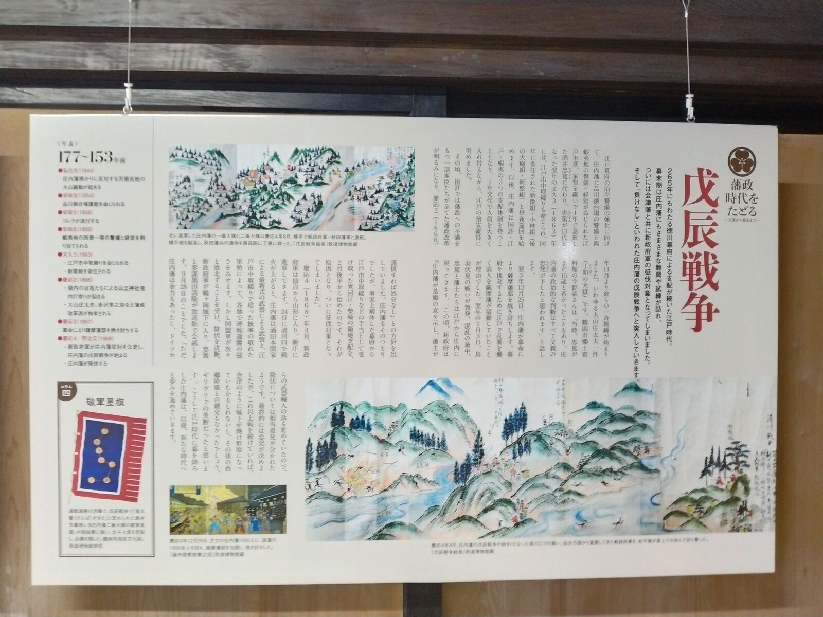 庄内藩の戊辰戦争を解説する展示パネル