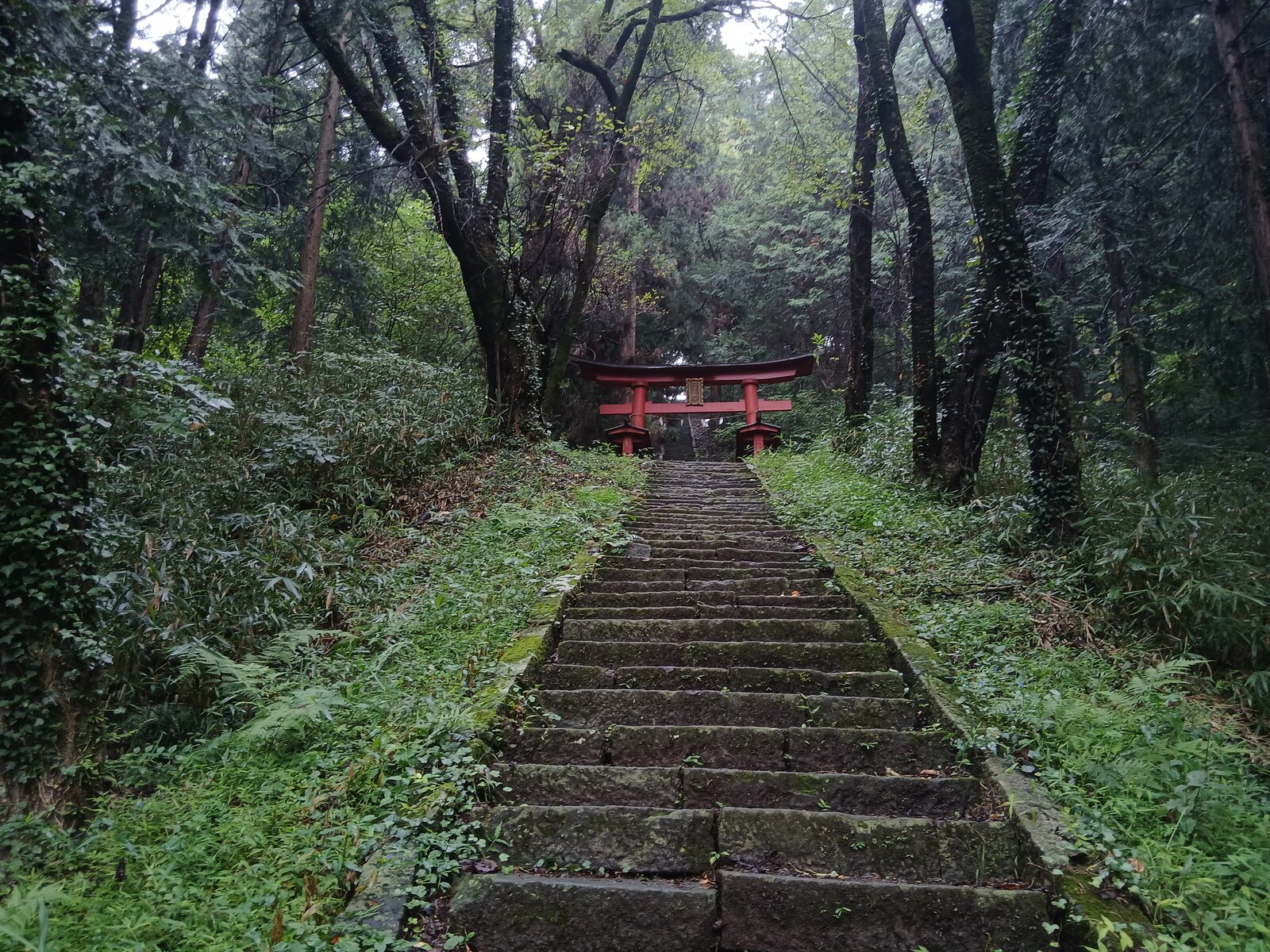 新府城跡の参道と鳥居