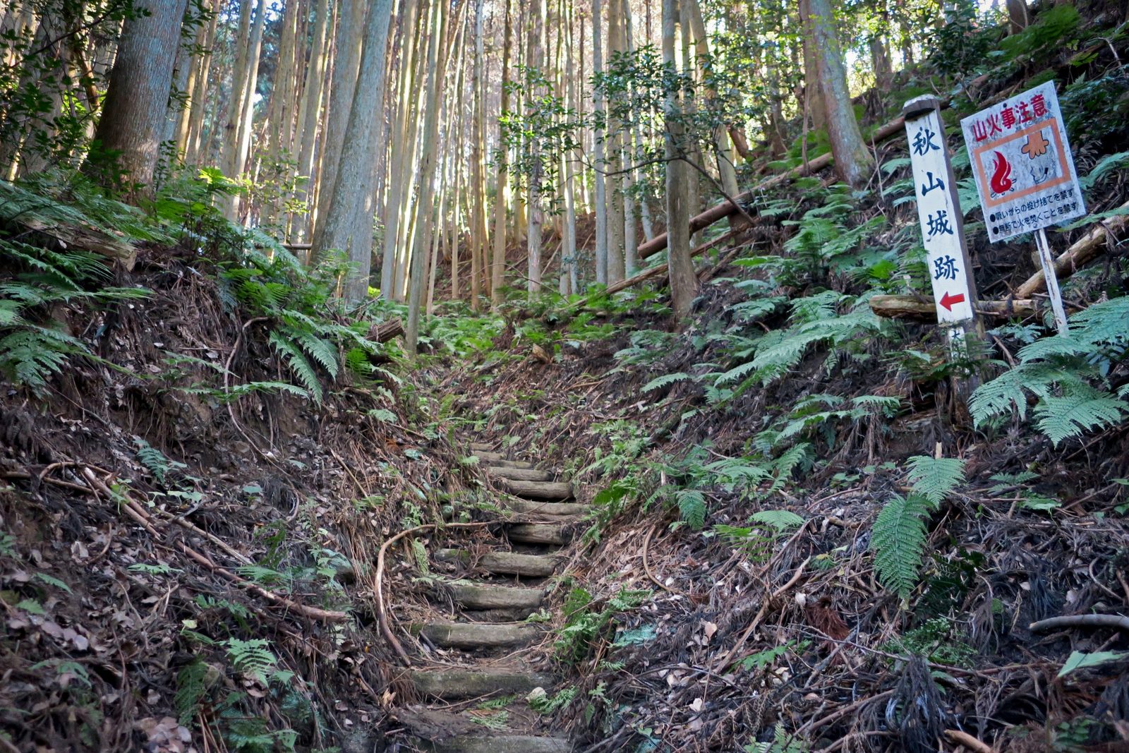 宇陀松山城跡への登城道（秋山城跡の道標）