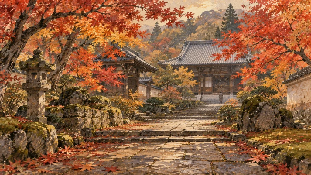 京都東山の寺のイメージ（イラスト）